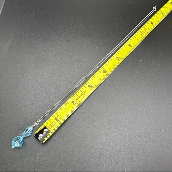 Swarovski Elements Blue and Sterling Silver Teardrop Necklace - Picture 5 of 9